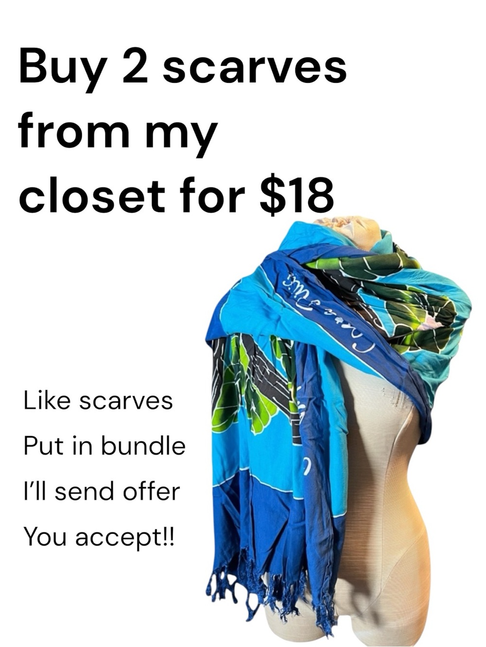 Blue Tropical Print Women's Scarf - Lightweight Fashion Wrap